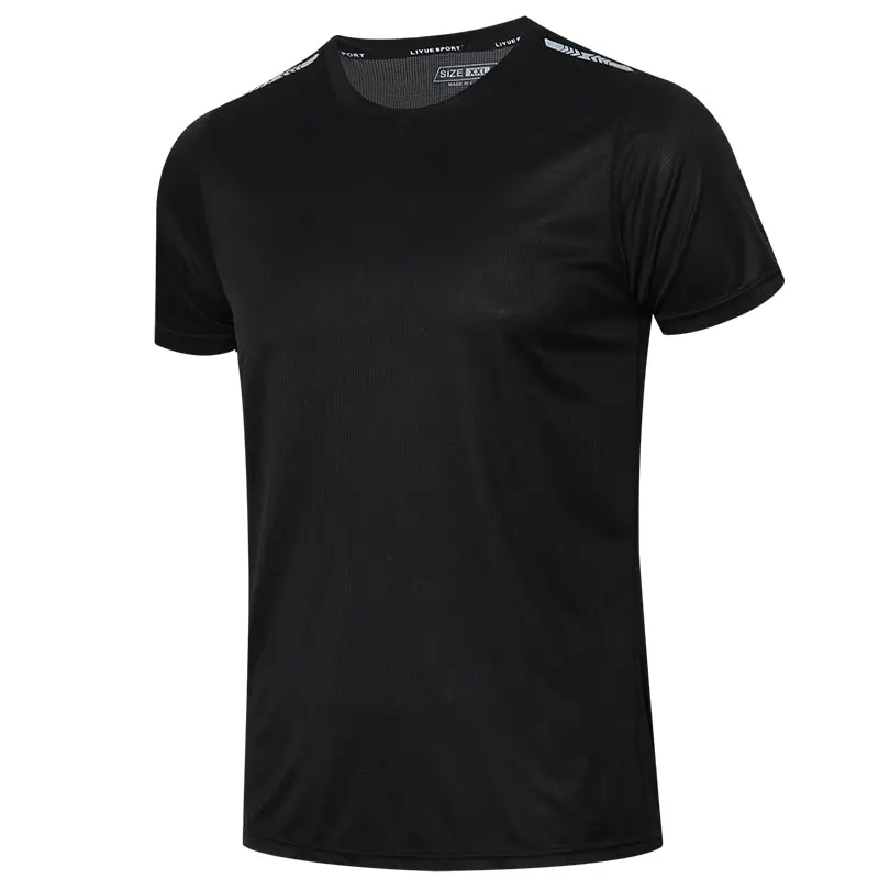 Sports Tshirt Mens Summer Thin Sweat Absorbing Half Sleeve Fast Drying Shirt Ice Silk Tshirt Short Sleeve Top Running FitnessShi