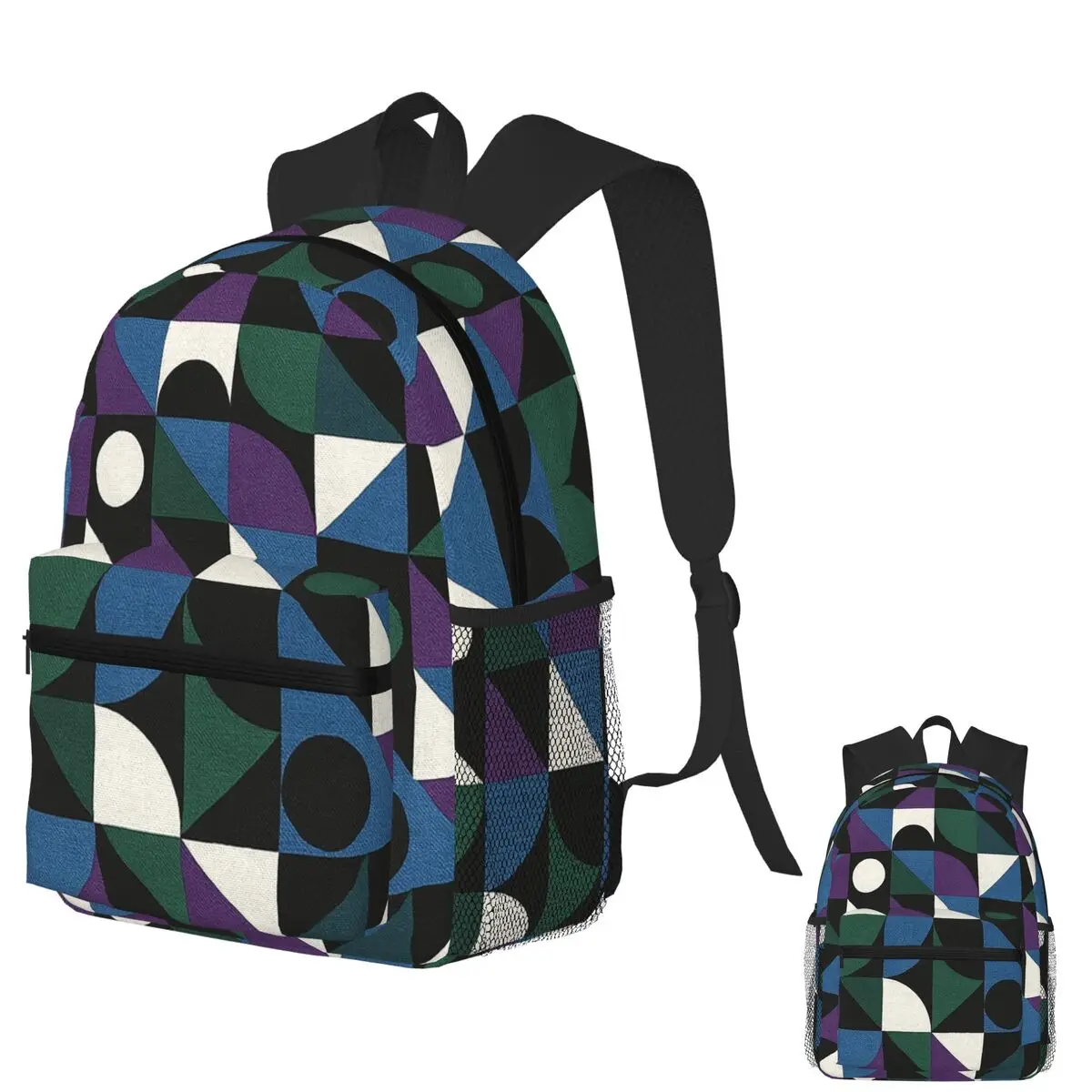 

Nocturne Bauhaus Woven Geometry In Deep Tones Student Backpack School Bag Daypack for Men Women Fashion Bookbag Shoulder Bags
