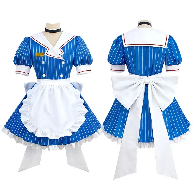 

XT8Anime Miku cosplay costume beauty JK uniform women's striped maid dress apron set Halloween Christmas carnival party cosXT6@!