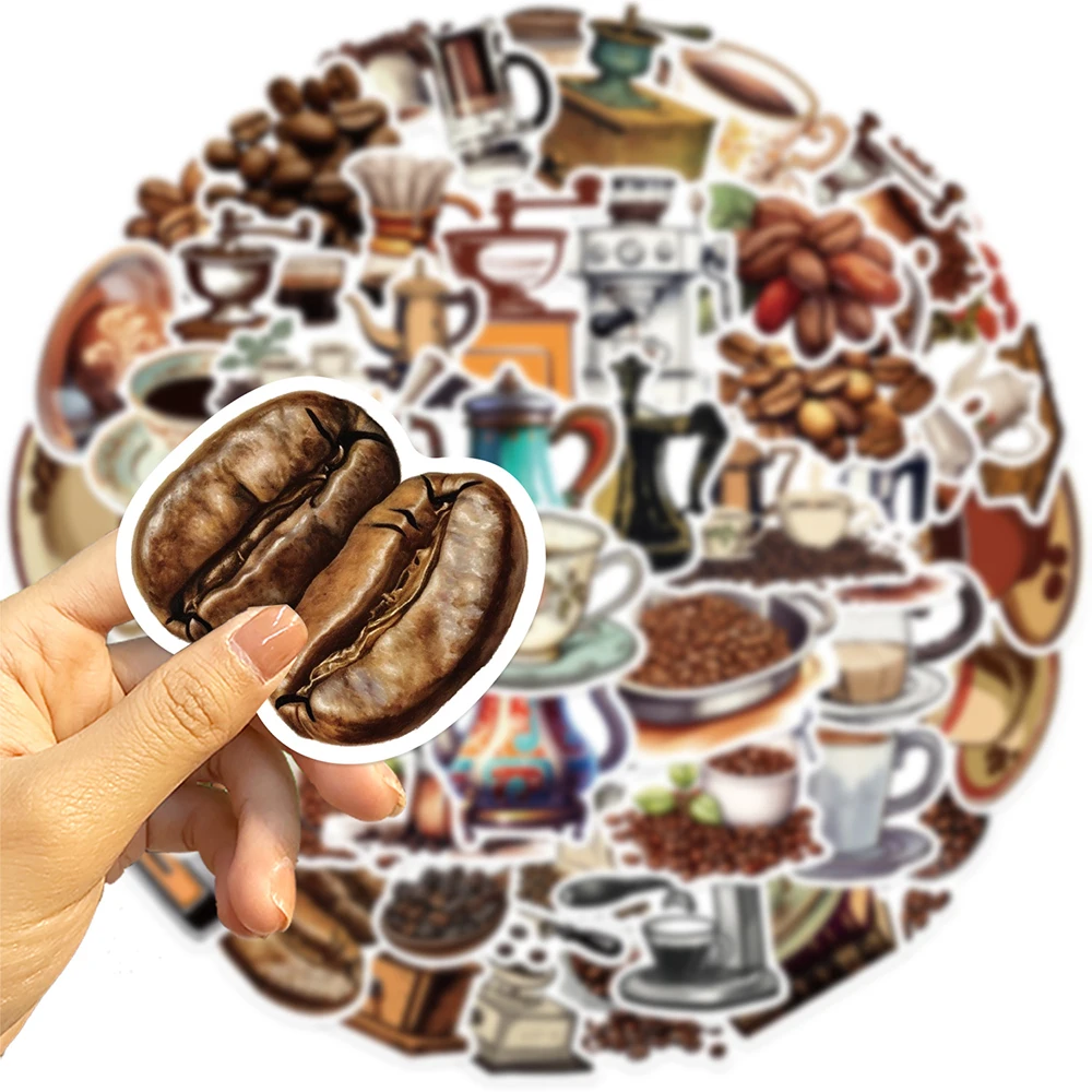 10/30/50pcs Vintage Coffee Machine Cartoon Stickers Retro Cartoon Decals DIY Stationery Fridge Suitcase Reward Graffiti Sticker