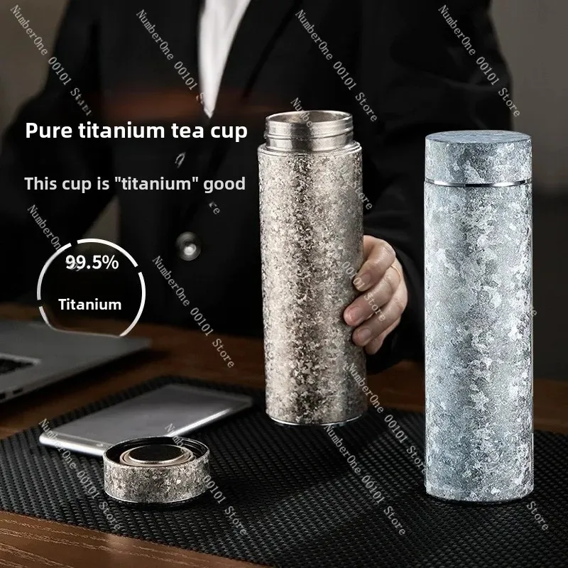 Pure Titanium Vacuum Insulated Cup,Double-Layer Outdoor Portable Tea Bottle,Large Capacity Office Business Thermos Cup