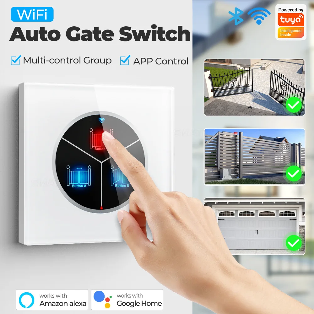 Tuya WiFi Garage Door Opener Controller Smart Garage Door Switch Timed Voice Control Wall Touch Switch Support Alexa Google Home