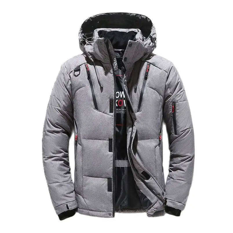 

White Duck Down Jacket Men Hooded Thick Warm Male Puffer Coat Casual Quilted Overcoat Long Sleeve Thermal Male Parka Nice