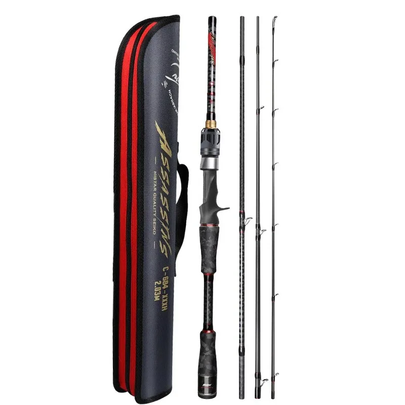 HSD Travel Fishing Rod 1.68m-2.44m 4 Sections Spinning Rigid Rod bag Casting 30T + 40T High Modulus Carbon Fishing Rods