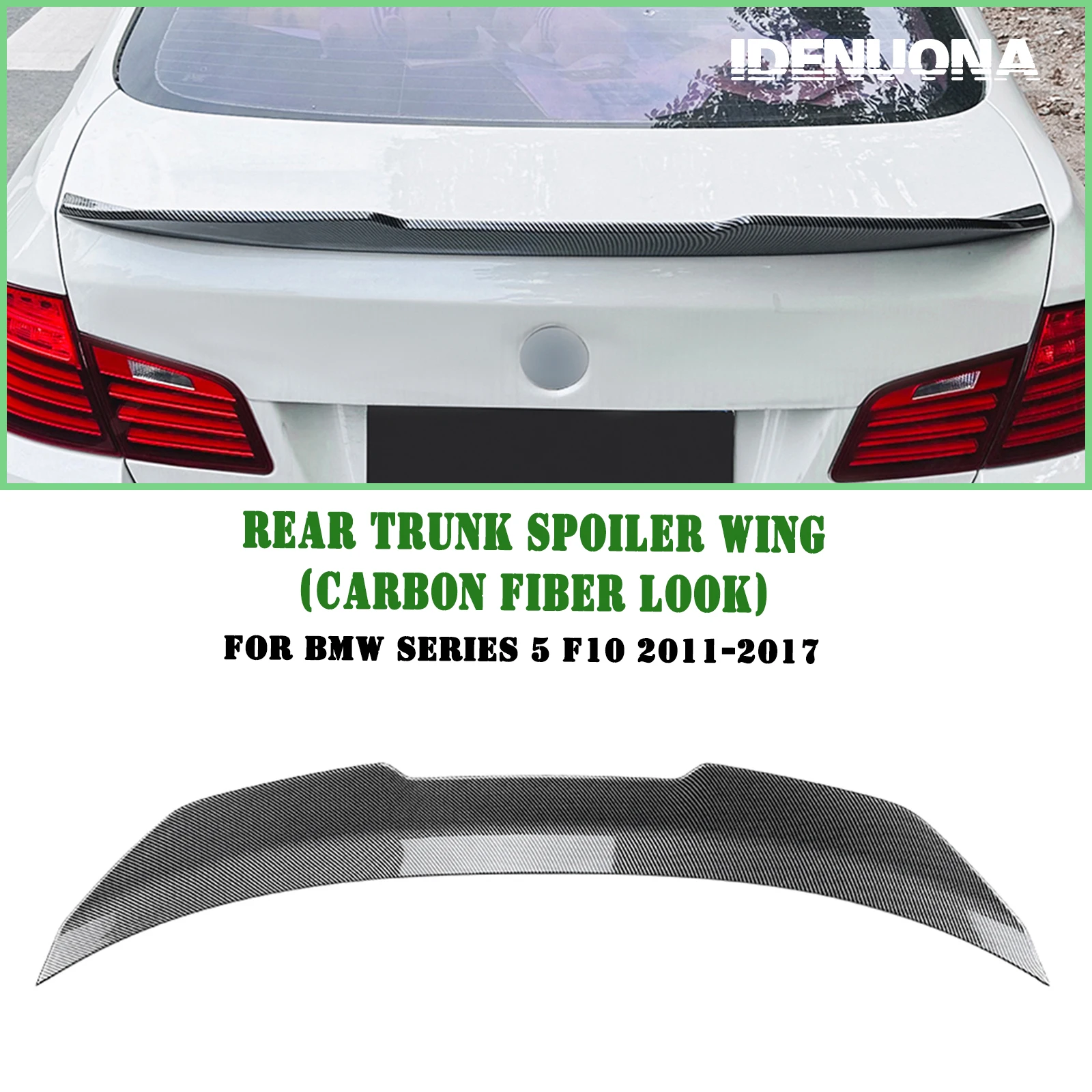 

For BMW 5 Series F10 2011-2017 PSM Style Rear Trunk Lid Spoiler Wing Carbon Fiber Look/Gloss Black Tail Tailgate Splitter Lip