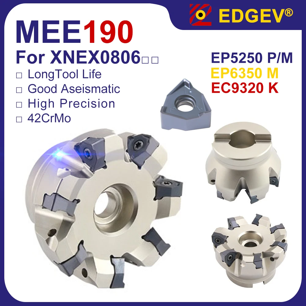 

EDGEV MEE190 Face Milling Cutter,For XNEX 080608 XNEX080608 XNEX080608TR Insert Holder,42crmo CNC Tool Milling Cutter Head