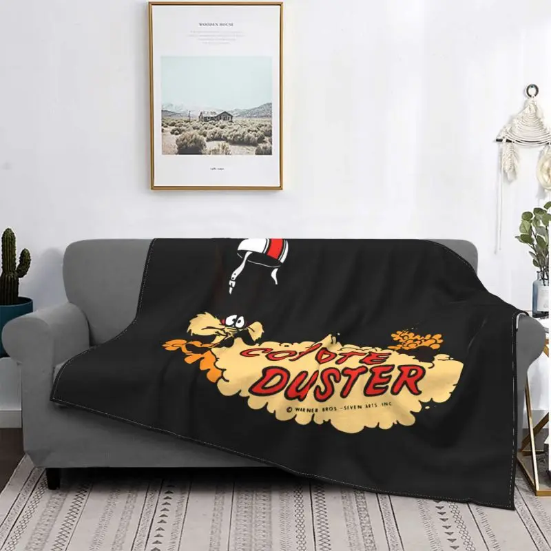 Mopar Plymouth Road Runner Coyote Duster Blanket Shaggy Textile Dual Purpose Couch Blanket Decorative Sofa