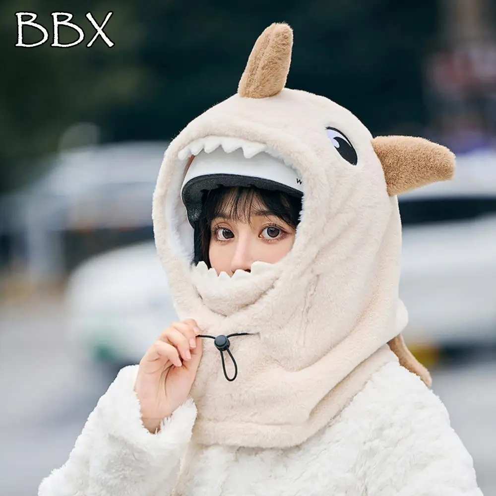 

Cartoon Shark Ski Helmet Cover Soft Comfortable Cycling Windproof Cap Hat Scarf One-piece Thermal Winter Balaclava Men's