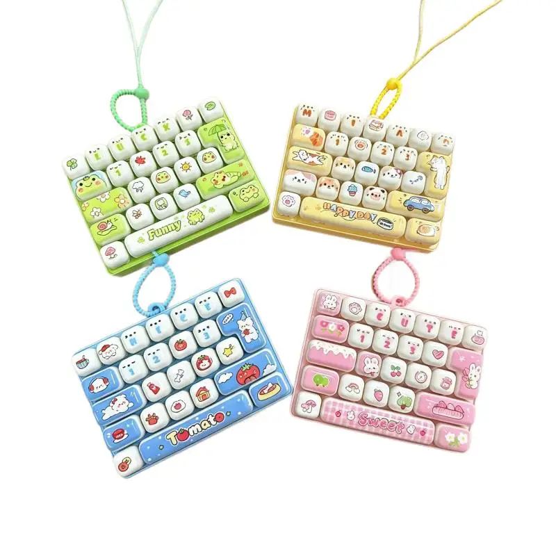 Fidget Sensory Toy Cute Cartoon Animal Prints With Lanyard Perfect For Long Trips Office Stress Relief Mini Keyboard