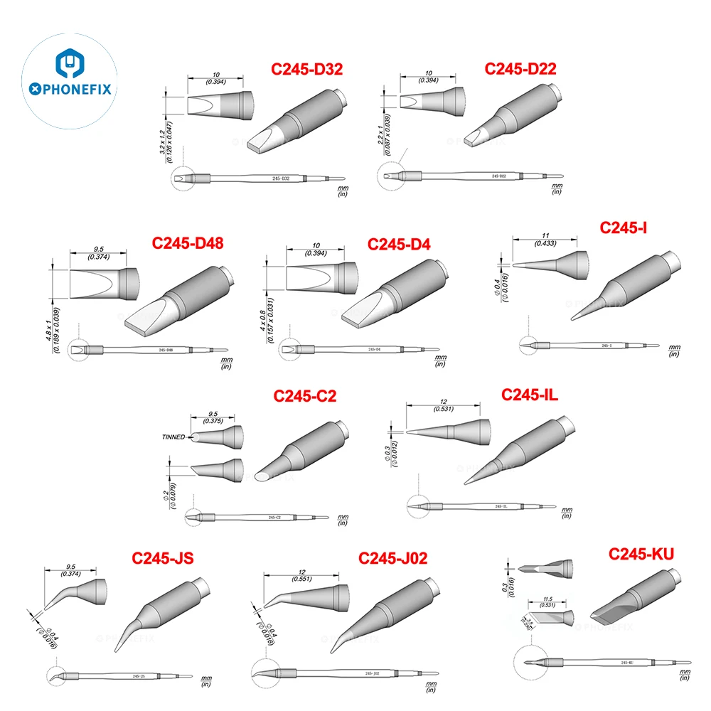 OEM C245 C470 Série Conseils C245-KU C245-IL C245-J02 C470-K C245-D22 C470-BC4 C470-D4 De Fer À Souder Conseils pour Rework Station Outil