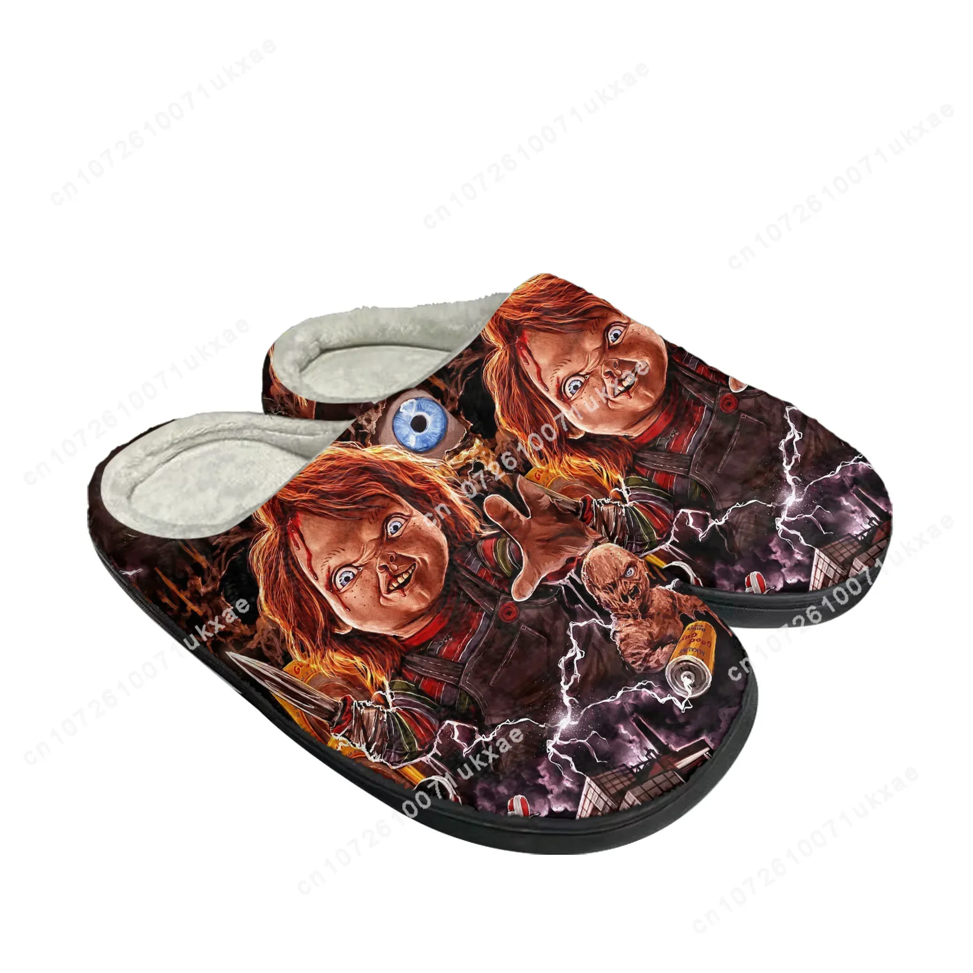 Horror Movie Childs Play Chucky Home Cotton Slippers Men Women Plush Bedroom Casual Keep Warm Shoes Thermal Slipper Custom Shoe