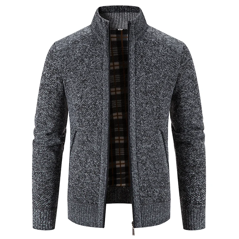 Men\'s Knit Jacket Super Soft Sweater Cadigan Zipper Up Winter Thickened Warm Jumper Smart Casual Clothing Homme Cold Overcoat