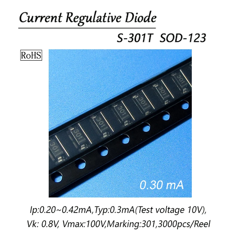 5PCS CRD Diode S-301T 0.30mA SMD SOD-123 Current Regulative Diode New It can be applied to LED power supply and sensors