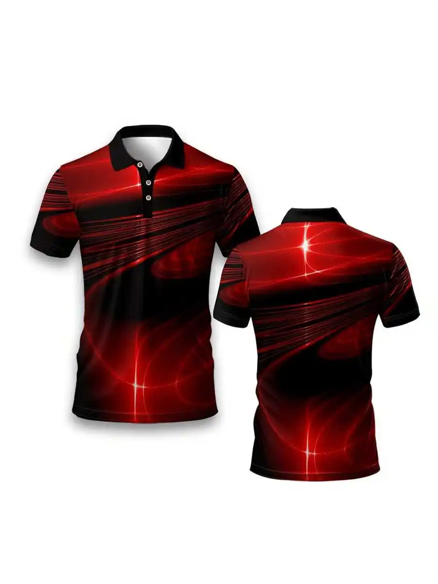 3D Printed Abstract Crimson Light Wave Pattern Mens Shirt Casual Slim Fit
