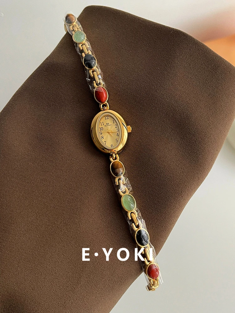 

Elegant Women'S Watch, Colorful Oval Gold Chain Wristwatch, Understated Luxury Women'S Vintage Quartz Watch, Women'S Accessory.