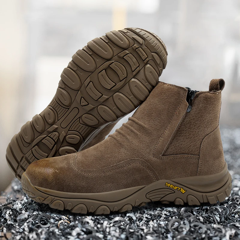 2026 Male Heat-resistant Spark Welding Shoes Anti-smash Anti Puncture Work Boots Safety Shoes Men Side Zipper Protection Boots