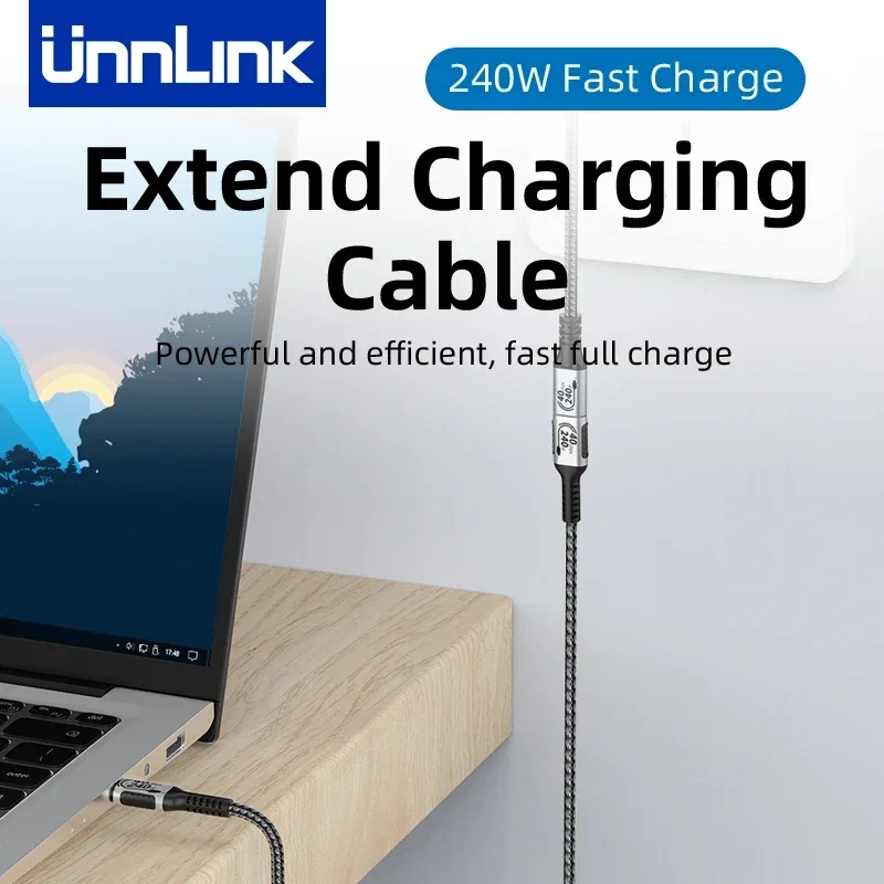 Unnlink USB C Extension Cable Type C Extender Compatible With Thunderbolt 4/3 USB4.0/3.2/3.1 Fast Charging for MacBook 8K 4K