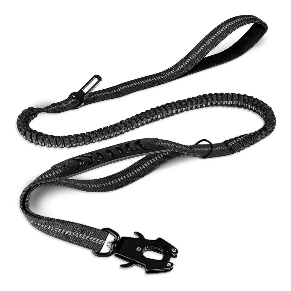 Heavy Duty Bungee Dog Leash Shock Absorbing with Car Seatbelt Reflective Pet Leashes Quick Release for Large Dogs