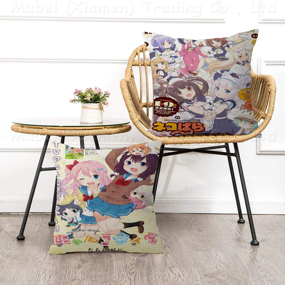 Nekopara Neko Para Chocola Vanilla Anime Classic Anime Office Cushion Pillowcase Car Cushion Cover45X45CM Lumbar Pillowcase