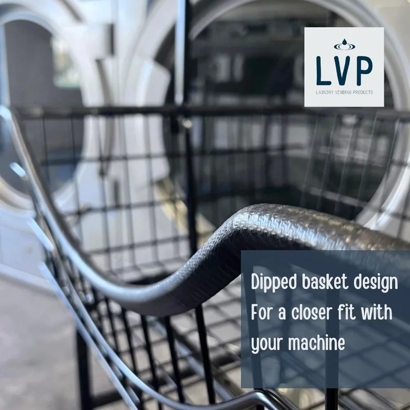 LVP Big Brother Commercial Laundry Cart with Dual Pole Rack 3.25 Bushels (Matte Black Vinyl Rust Coating, Extra Large)