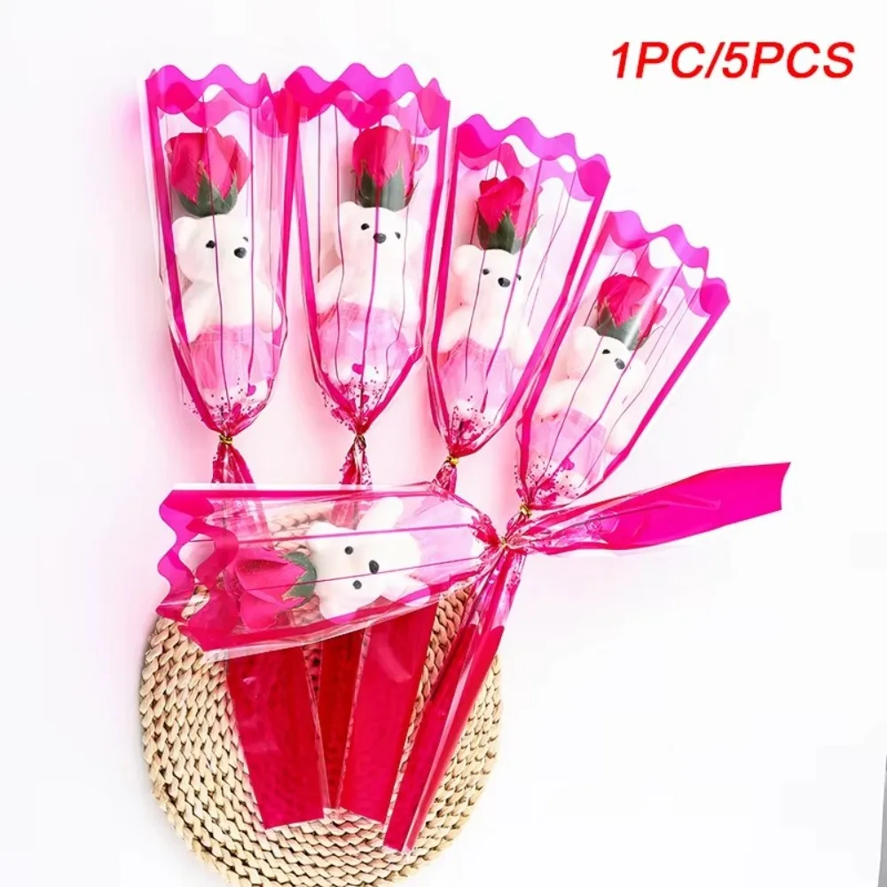New Soap Flower Lovely Bear Graduation Bouquet Toy Graduation Gift Artificial Rose Flowers DIY Bear Bouquet Decoration