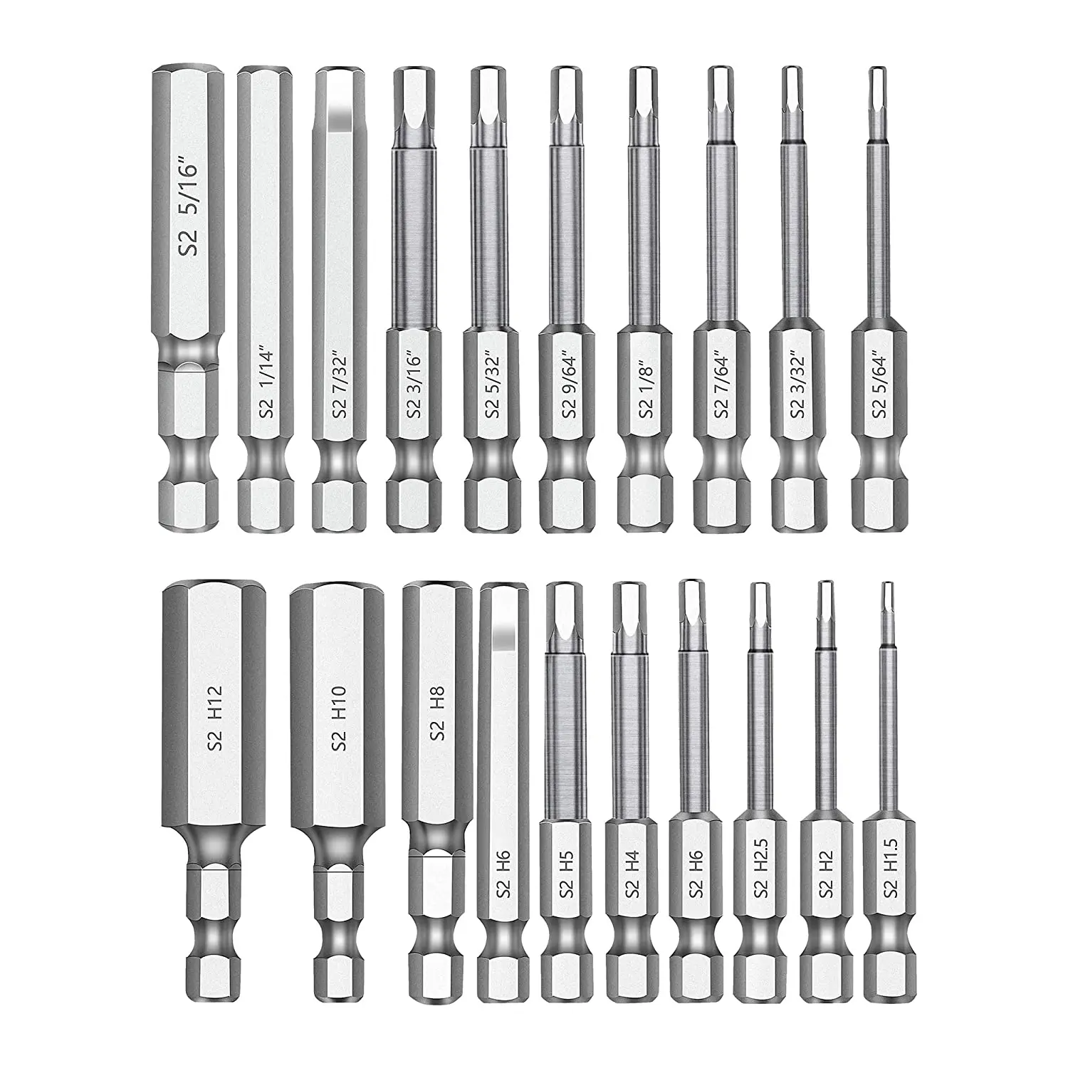20st Zeskant Kop Inbussleutel Boor Set 2.3Inch Lang 1/4Inch Diameter Snelspanschacht Magnetische Schroevendraaier Bit Set