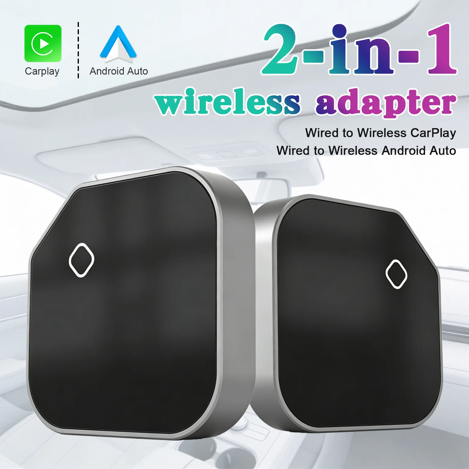 

2026 Wireless CarPlay&Android Auto Adapter,OEM Wired to Wireless for iPhone iOS10+ USB/type-C Plug&Play Zero-Lag Auto-Reconnect