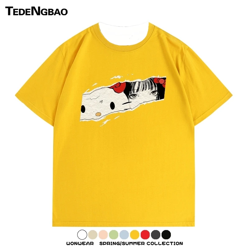 

Sanrio hello kitty аниме мужские и женские футболки с короткими рукавами летние быстросохнущие модные повседневные футболки
