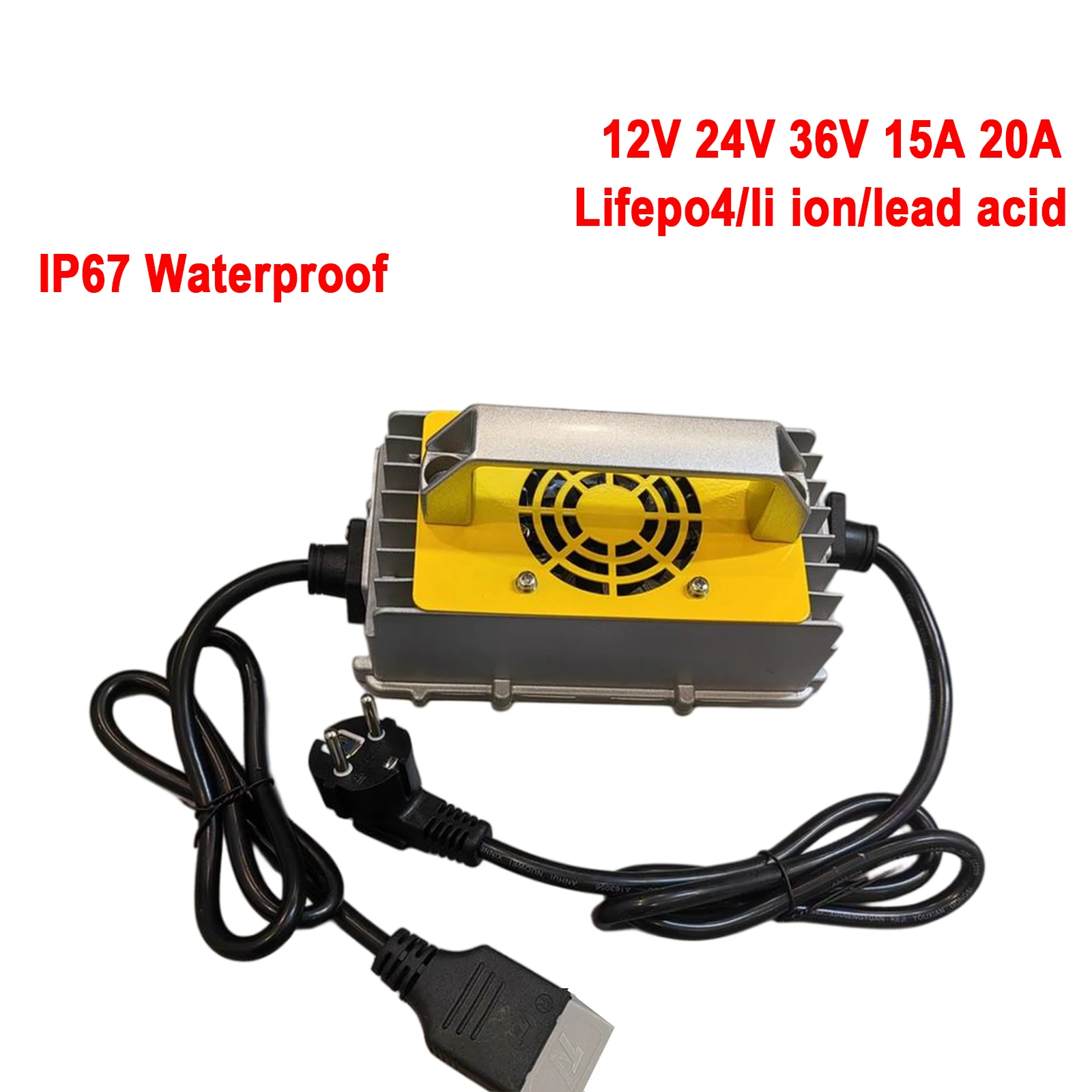 24V 15A 10A 12V 20A 36V 12A الشواحن الذكية ل LiFePO4 ليثيوم أيون الرصاص الحمضية 12.6V 14.6V 16.8V 29.2V 29.4V 10A 43.8V IP67 مقاوم للماء
