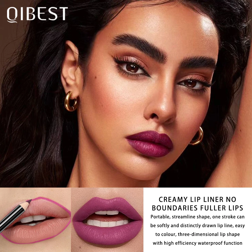 QIBEST Matte Lip Liner Pencil Sets, maquiagem duradoura, Lipliner preciso, caneta de contorno, contorno para lábios, 12 cores