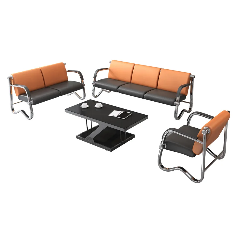 Schmiedeeisernes Büro-Sofa für drei Personen, Wartebereich, Geschäftsempfangsraum, Sofakombination, schlicht, einfach und modern