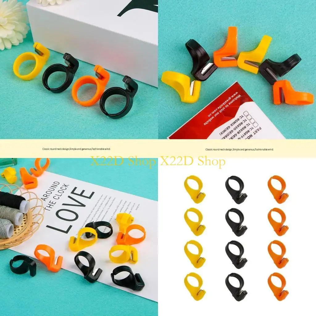 X22d 12pcs مجموعة خواتم خياطة خيط خياطة ، قم بقطع خيط القاطع قرص البصمة الأصابع