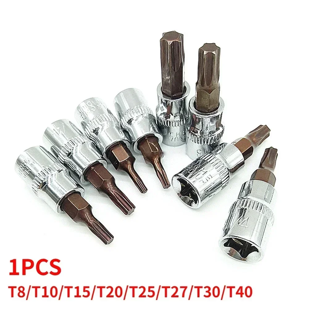 Torx Chave De Fenda Bit, Catraca Soquete, Adaptador De Chave, Ferramentas Manuais, T8, T15, T20, T25, T27, T30, T40, 1 