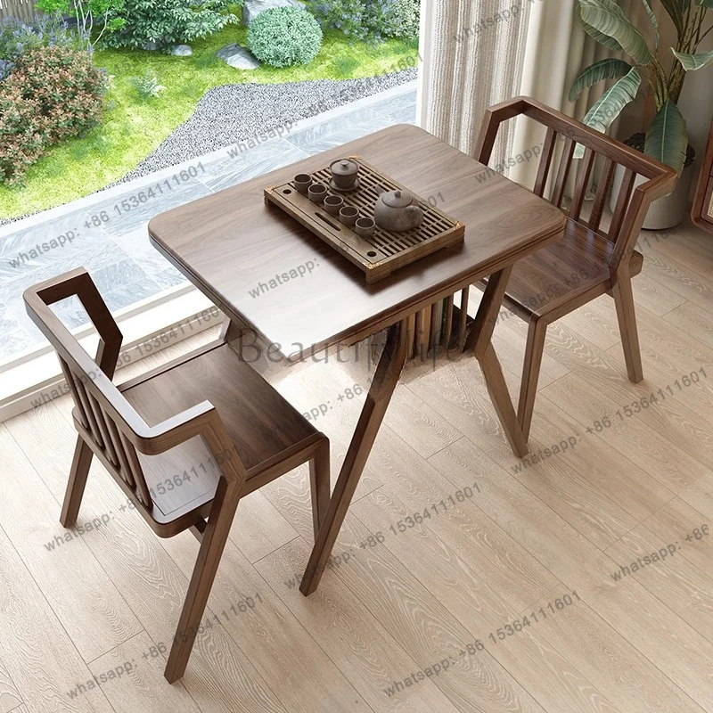 Solid Wood Balcony Small Table and Chair Three-Piece Set Creative Leisure Home Tea Drinking  Apartment One Table Two Chairs