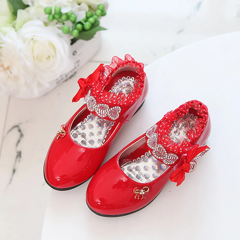 Spring Girls Princess Shoes 2023 New Fashion Patent Leather Wedding Shoes White Children Mary Janes Shoes Girls Dance Fairy Lady