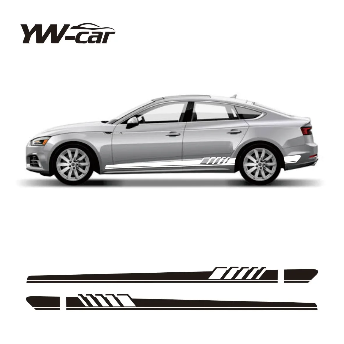 

2 Pcs Racing Sport Car Door Side Stripes Skirt Stickers Vinyl Decal For Audi A3 A4 A5 A6 A7 Q2 Q3 Q5 RS3 RS4 RS5 TT Accessories