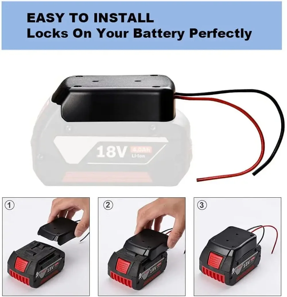 Adaptador Faça Você Mesmo para Bosch Bateria Li-ion 18v Série Bat Conector Dock com Fios 14awg Power Mount