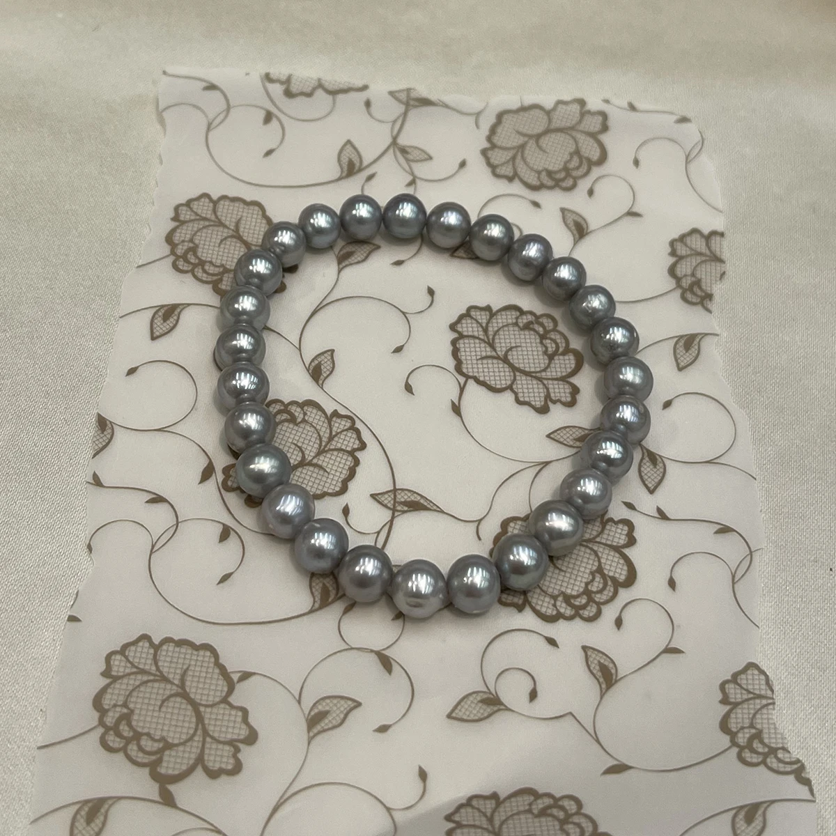 6-7mm Perlenarmbänder Natürliche Süßwasserperlen Nahezu Runde Graue Perlen für Frauen Mädchen Schmuck Accessoires Tägliche Geschenke 17-18cm – Detail 2