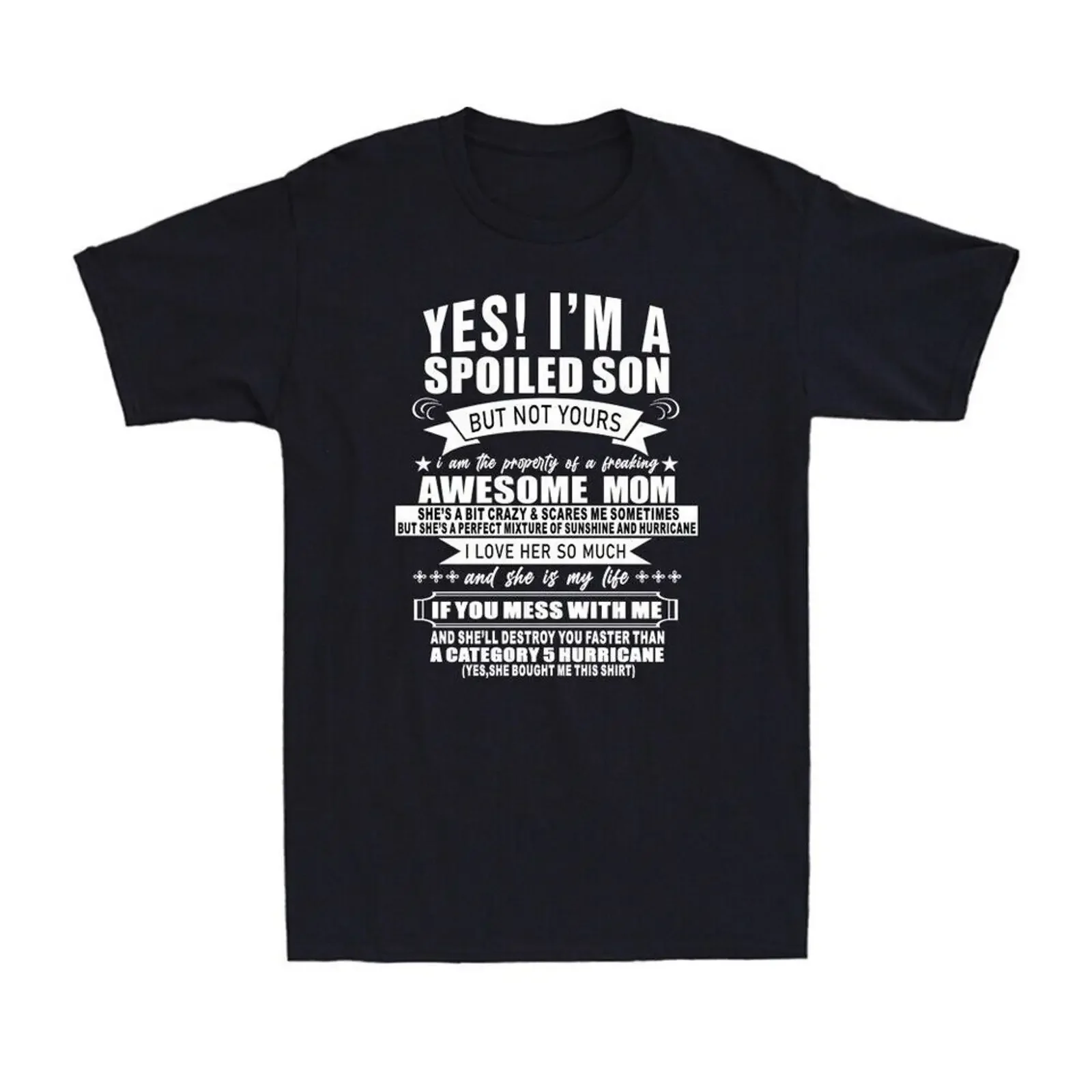 Yes I'm A Spoiled Son But Not Yours Awesome Mom T Shirt S 5XL A8564 vintage Washed Versatile fashion streetwear Casual