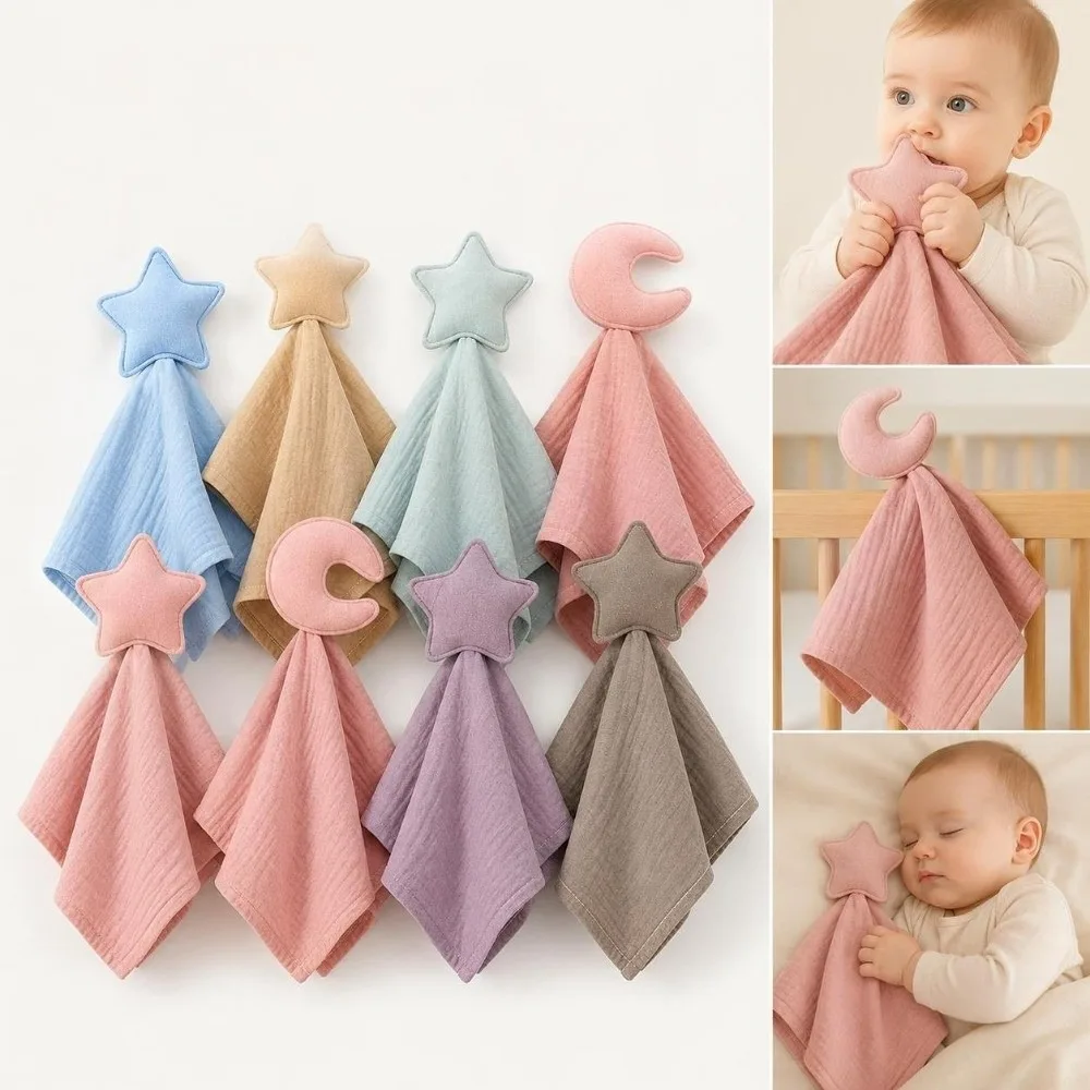 A Class Baby Security Blanket Pure Cotton Chewable Baby Comfort Blanket Star Moon Shape Baby Teething Toy Teething Baby Comfort