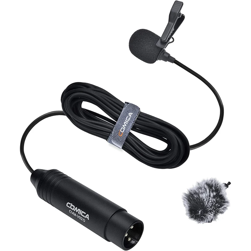 COMICA CVM-V02O XLR 48V Phantom Power Lavalier Microphone Omnidirectional Lapel Microphone for Canon Panasoni Camcorders