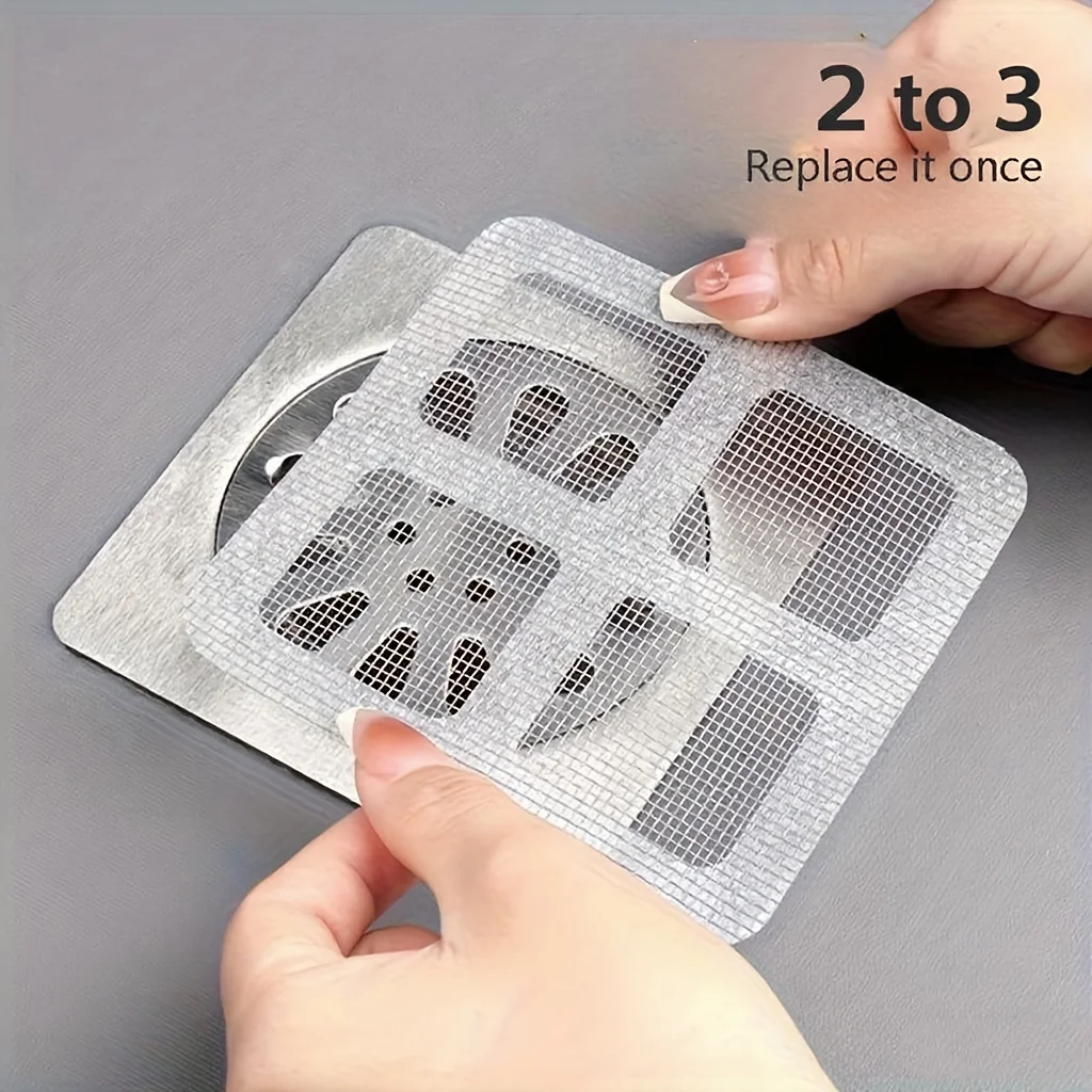 50PCS Disposable Shower Drain Hair Catcher Sticker Mesh Filter Waterproof Self-Adhesive Floor Drain Cover for Bathroom Kitchen image 3