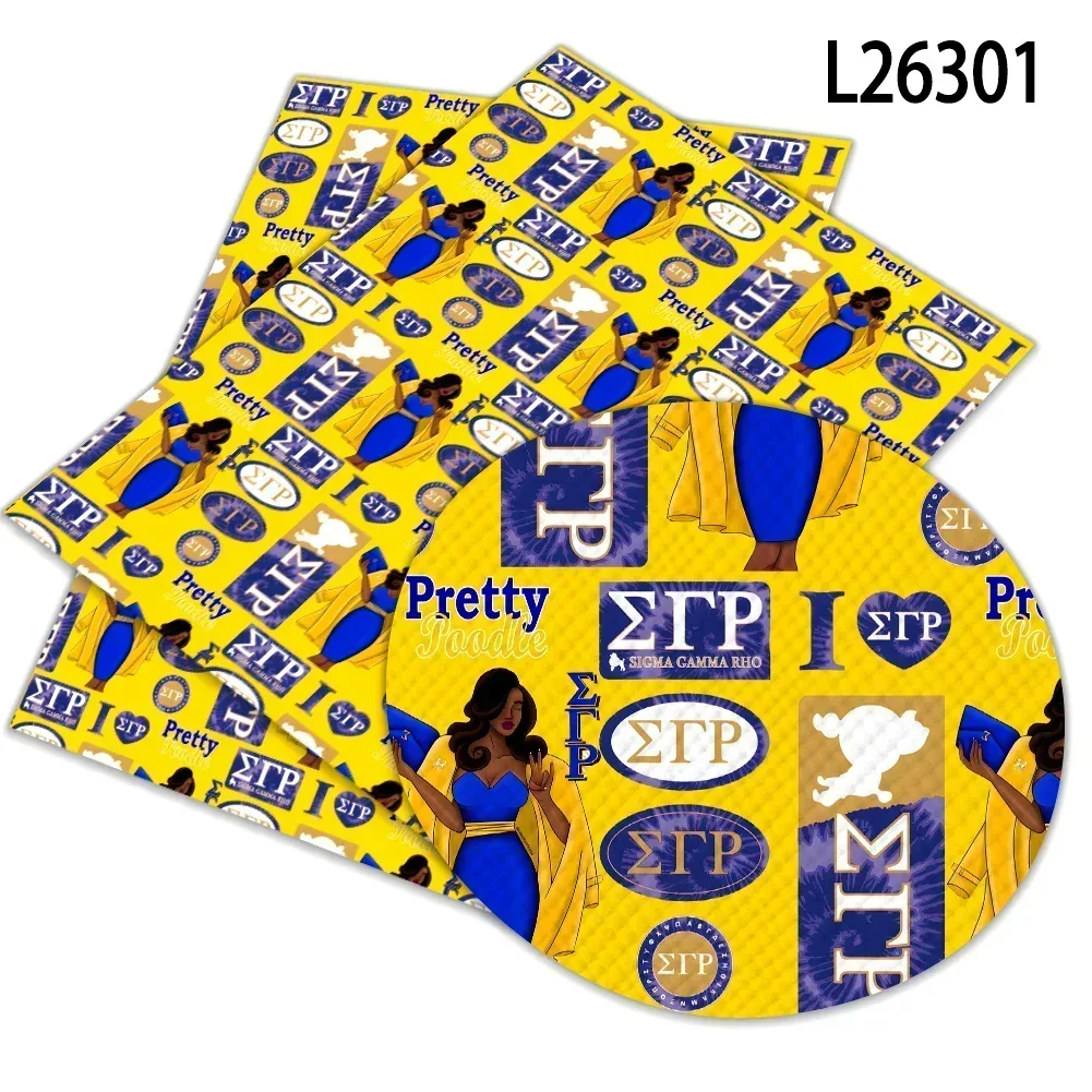 Sorority Print Pattern 22x30cm Sorority Sigma Gamma Rho Artificial Leather Cross Pattern for DIY Bag Earring Craft Making