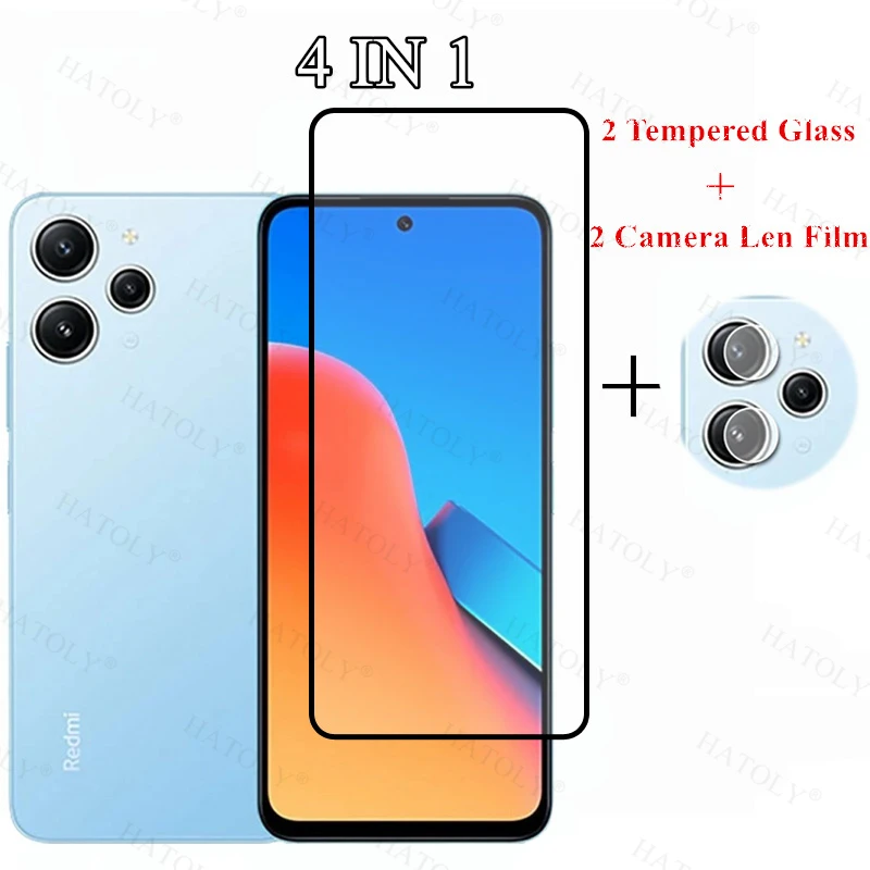 

Full Cover Glue Tempered Glass For Xiaomi Redmi 12 Screen Protector Camera Lens Film For Redmi 12 Glass For Redmi 12 6.79 inch