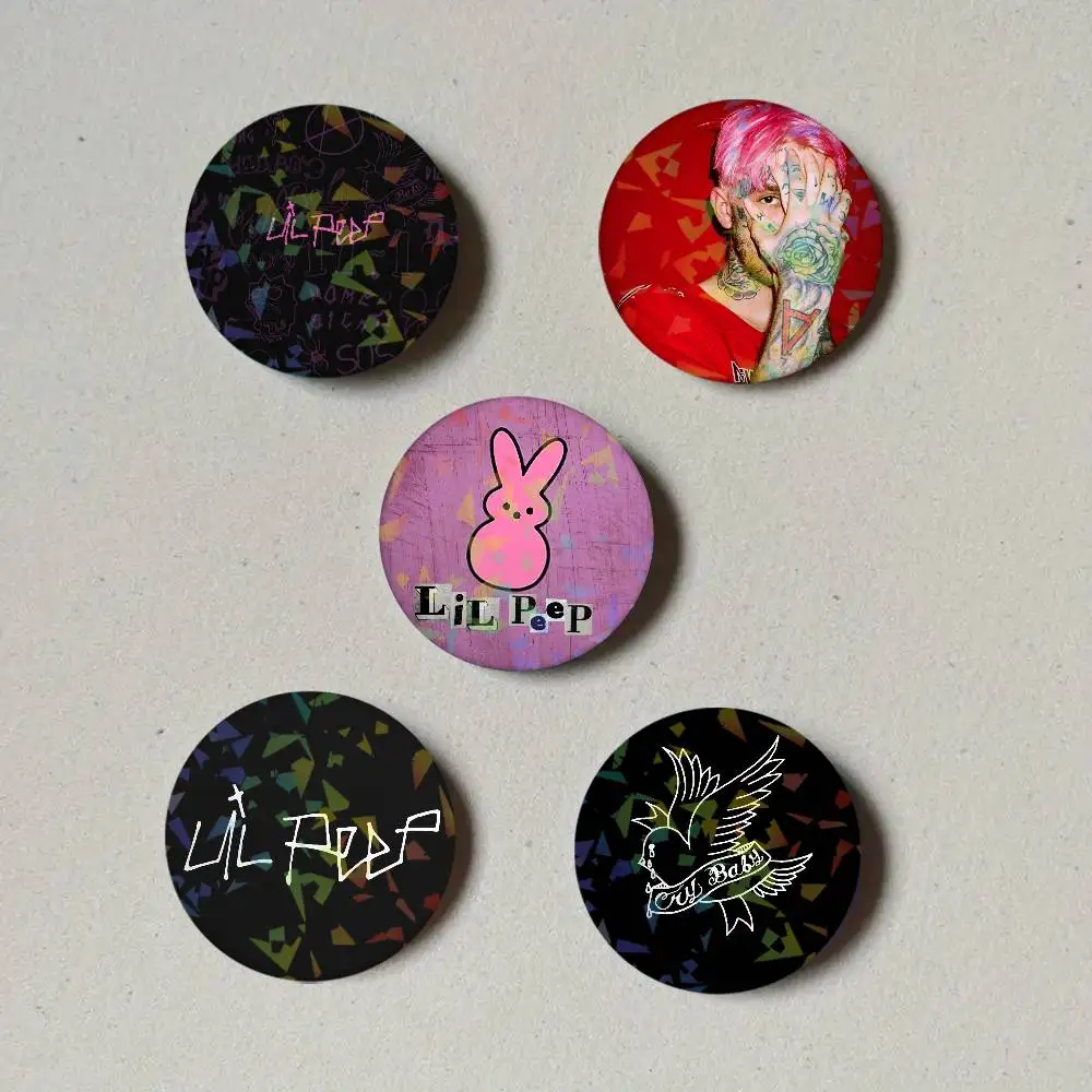 Rapper L-Lil Peep Laser Button Pins Backpack Clothing Decor Brooch Fiction Badge Jewelry Gifts