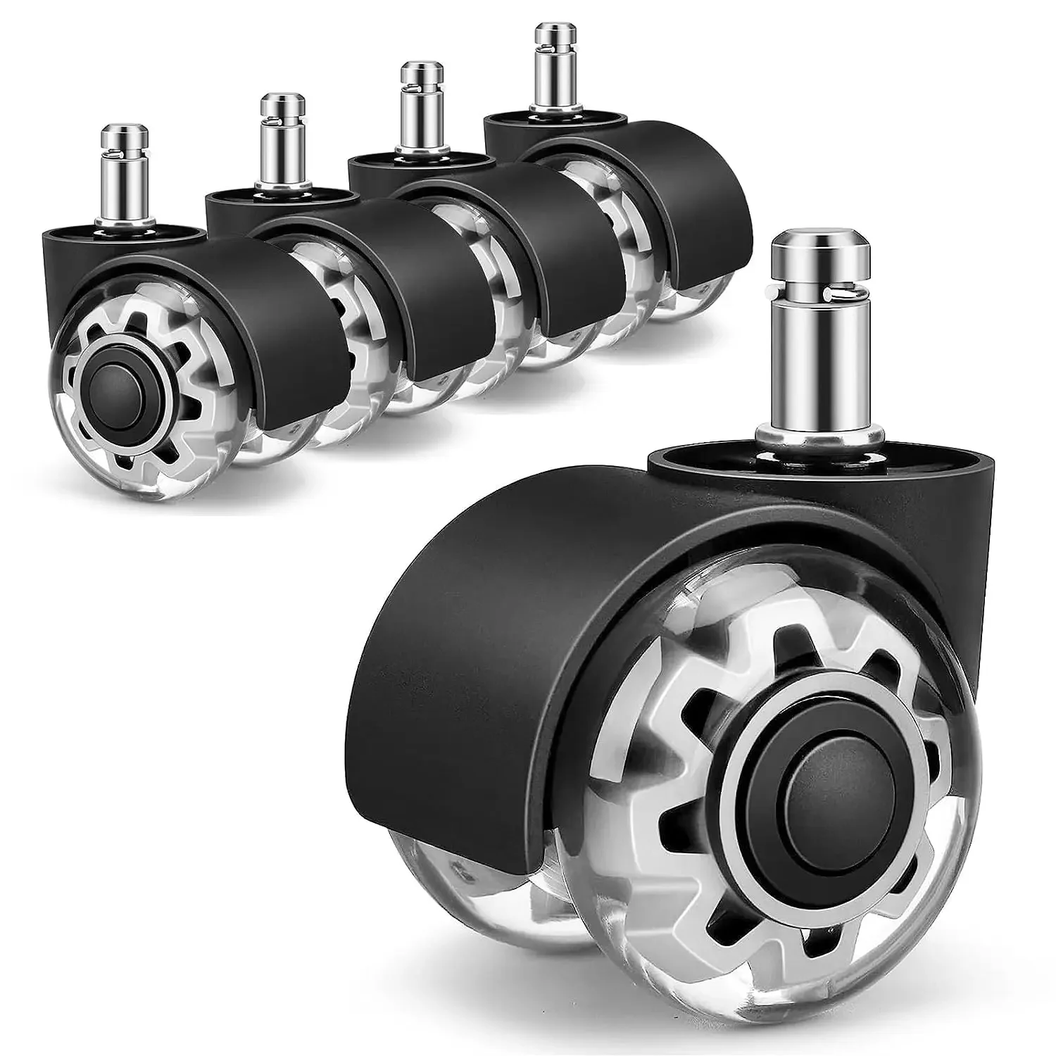 Heavy Duty Rubber Wheels for Office Chair(2200Lbs)-2''Universal Size Office Chair Casters,Smooth &