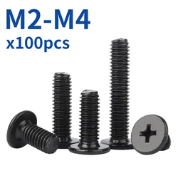 100pcs/lot Zinc Plated Carbon Steel Cross Phillips Ultra Thin Flat Wafer Head Screw Bolt Laptop CM M1.6 M2 M2.5 M3 M4