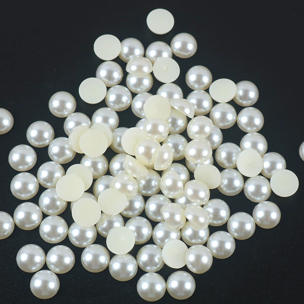 Imitation Pearl ABS Plastic Ivory Pearls 2-25mm All Sizes Half Round Loose Bead for Nail Art DIY Craft Garment