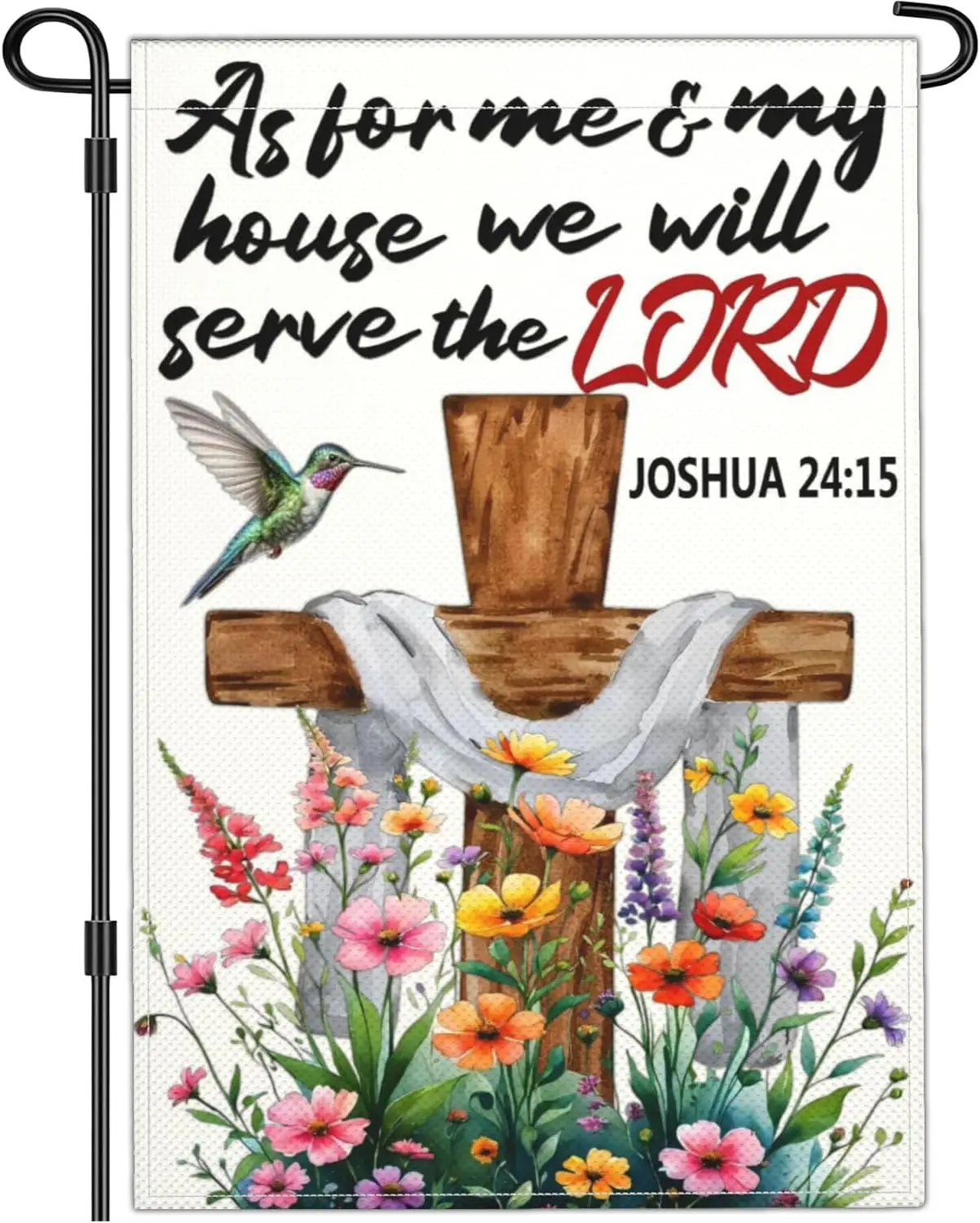 As for Me And My House We Will Serve The Lord Bible Verse Garden Flags 12x18 Inch Double Sided Polyester Christian Cross Gar ZZM