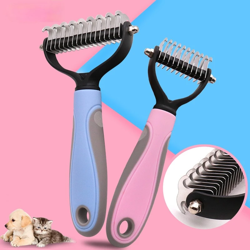 Pets Fur Knot Cutter Dog Grooming Shedding Tools Pet Cat Hair Removal Comb Brush Double Sided Pet Products Comb for Cats Brush